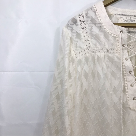 California Moonrise Boho Diamond Pattern Sheer Top - Picture 4 of 8